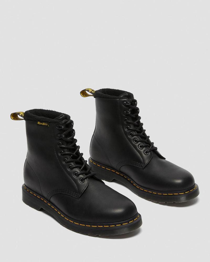 Black Men's Dr Martens 1460 Pascal Warmwair Leather Winter Boots | CA 571FDN